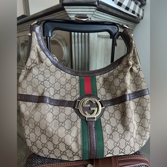Gucci Handbags - Gucci Beige and Brown Shoulder Bag